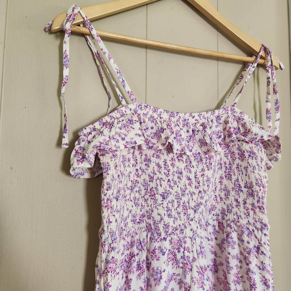 NWT Miss Selfridge Jumpsuit Size 8 Ruffle Viscose Pink Purple Floral Cottagecore - Picture 4 of 9